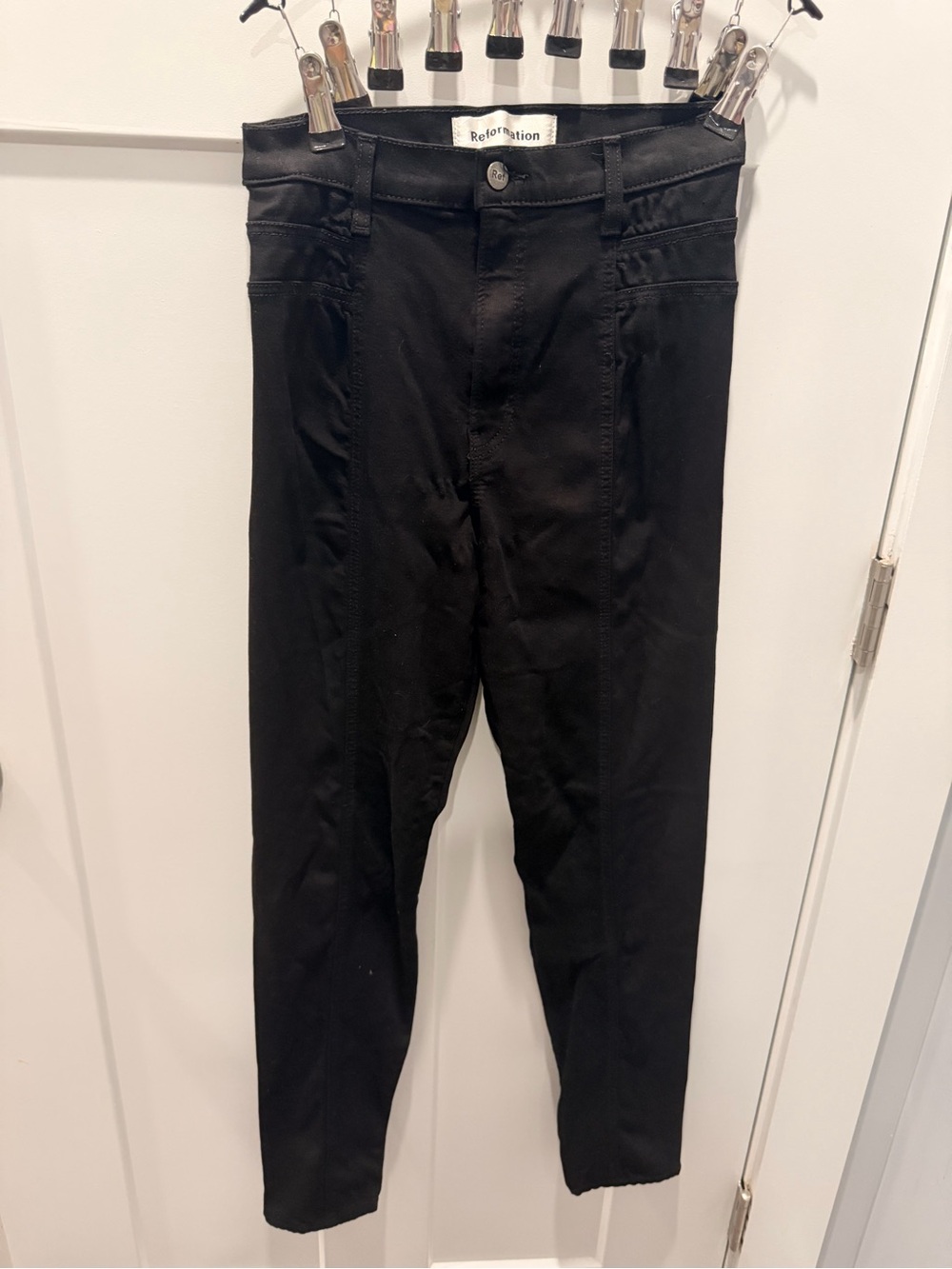 Reformation Suzie Jean Women's 27 Black High Rise Skinny Stretch Made in USA
